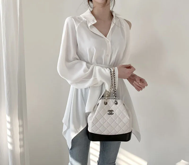 Puff Bubble Sleeves Strapless Single-breasted Blouses