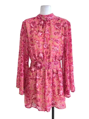 Punch Pink Floral High Neck Romper