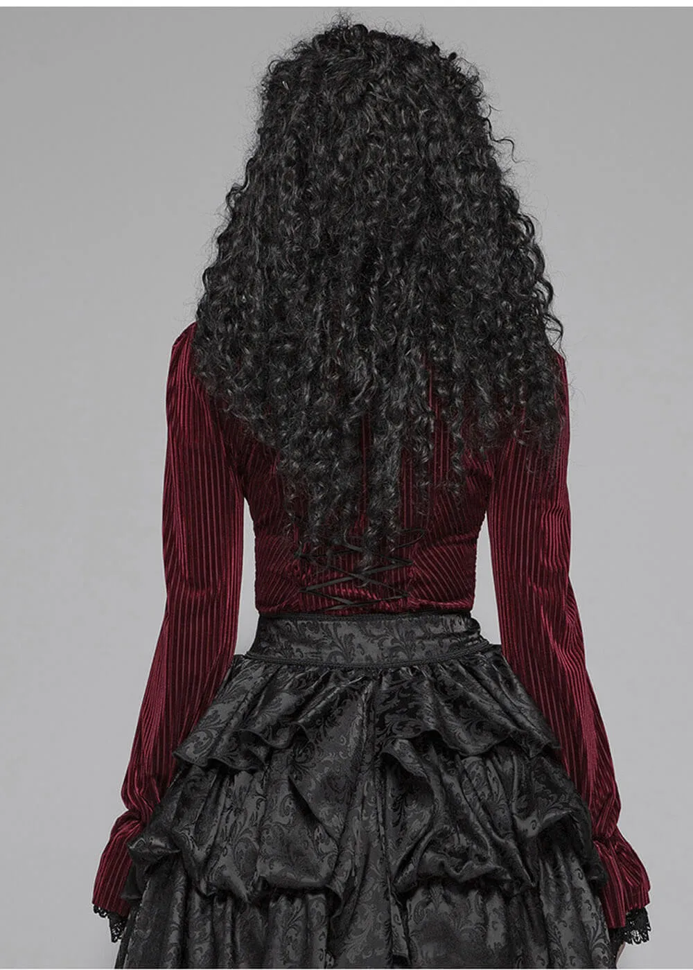 Punk Rave The Manor Velvet Blouse Red
