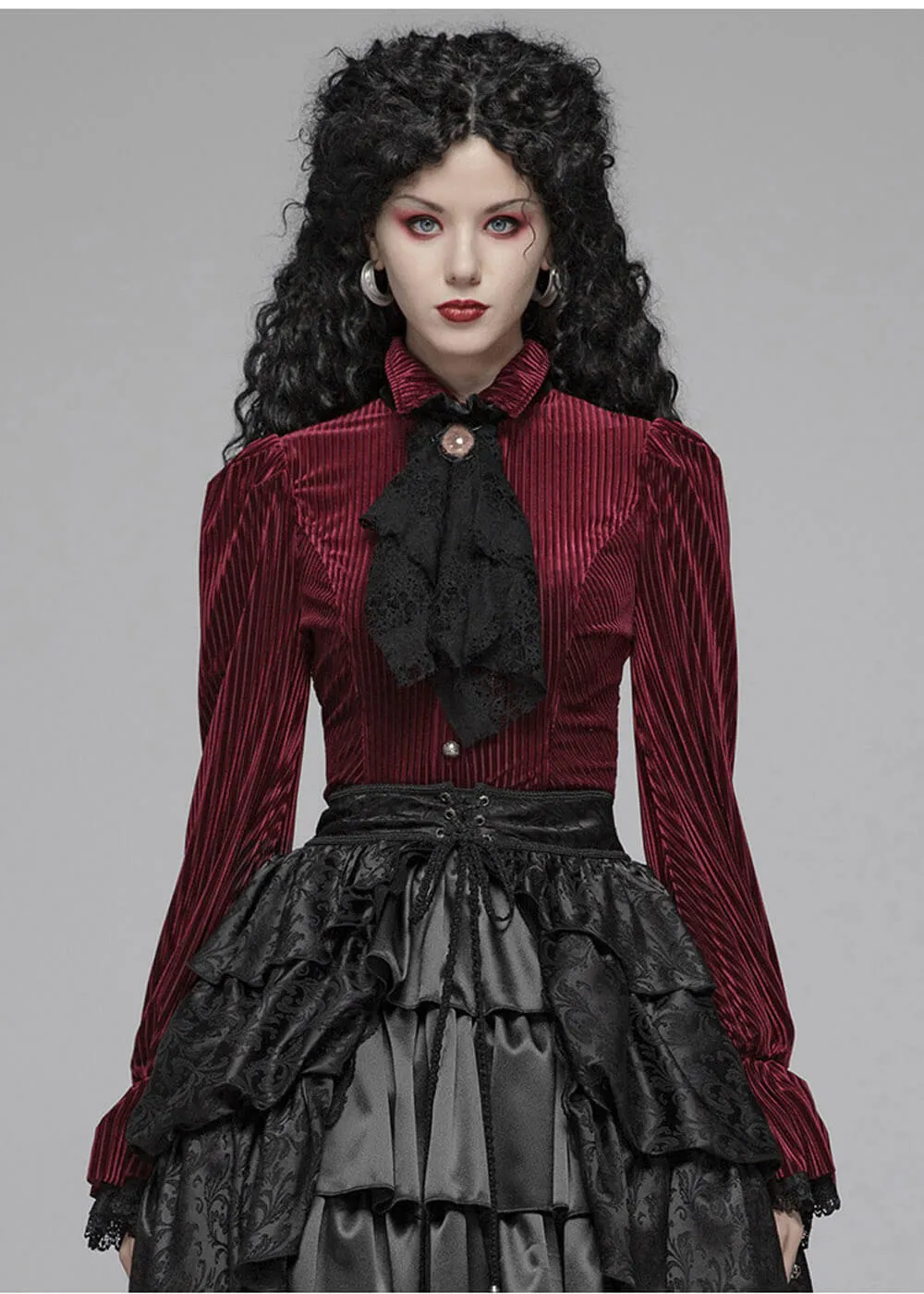 Punk Rave The Manor Velvet Blouse Red