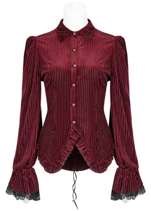 Punk Rave The Manor Velvet Blouse Red