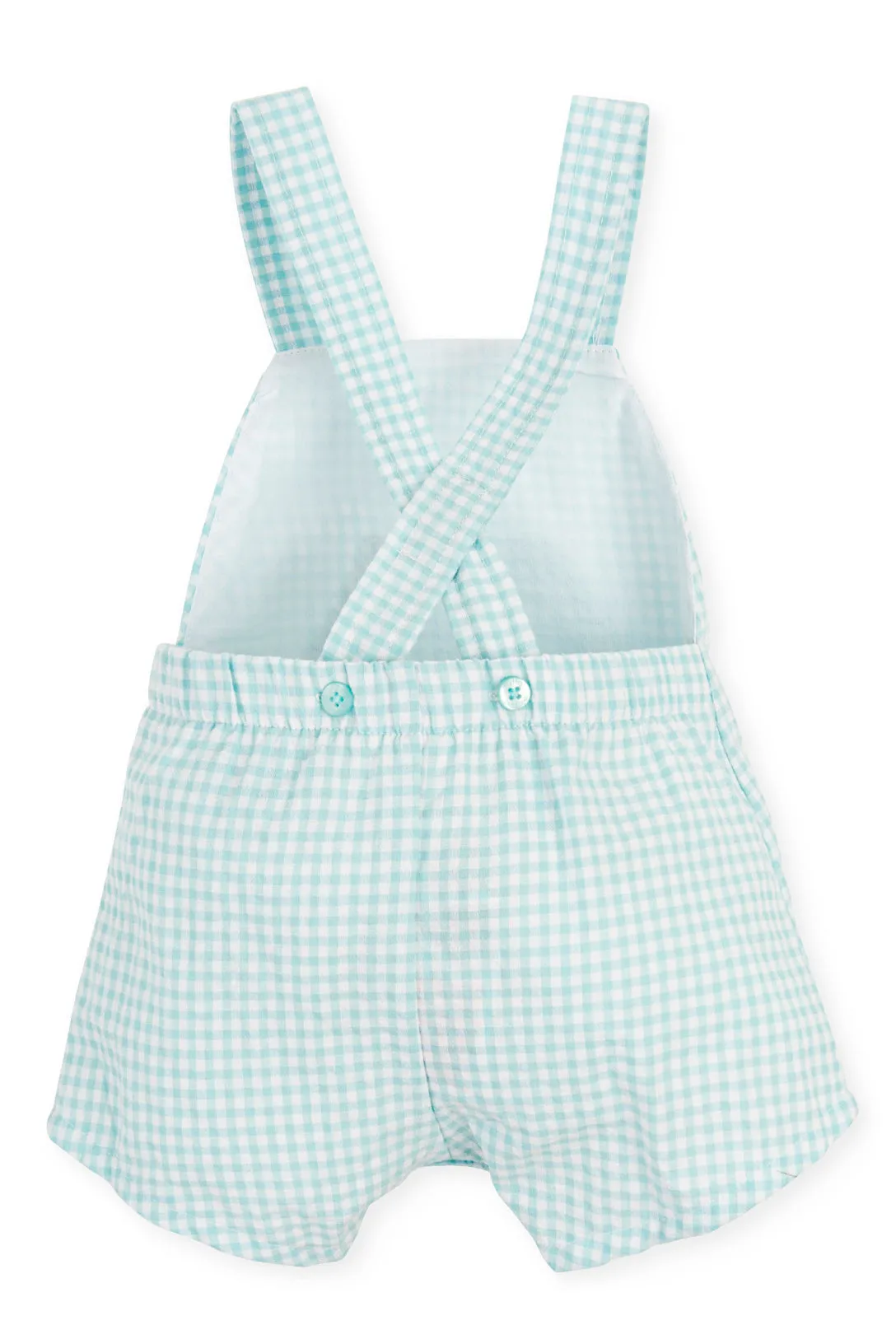 "Alfie" Aquamarine Gingham Dungarees