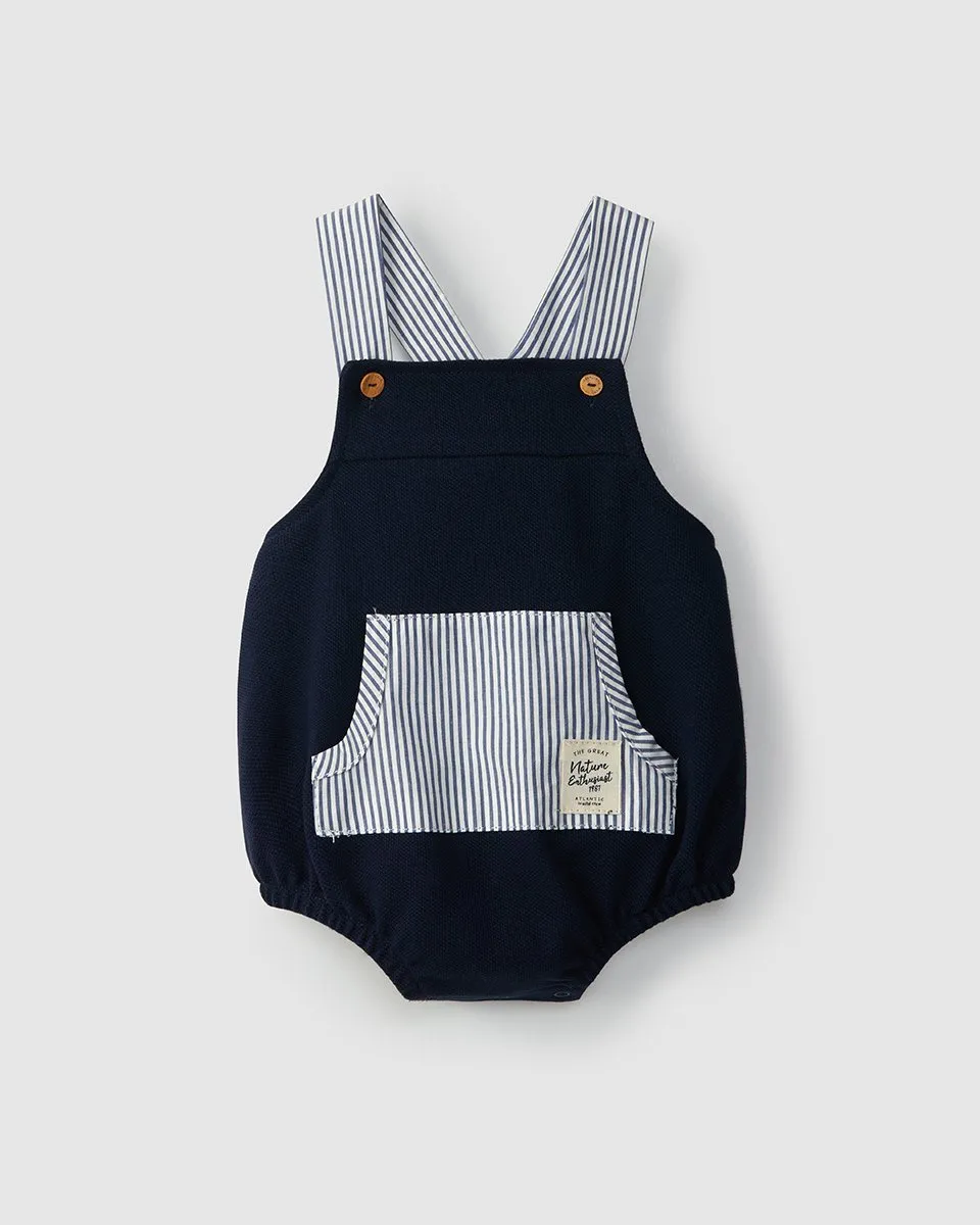 "Emerson" Navy Striped Dungaree Romper