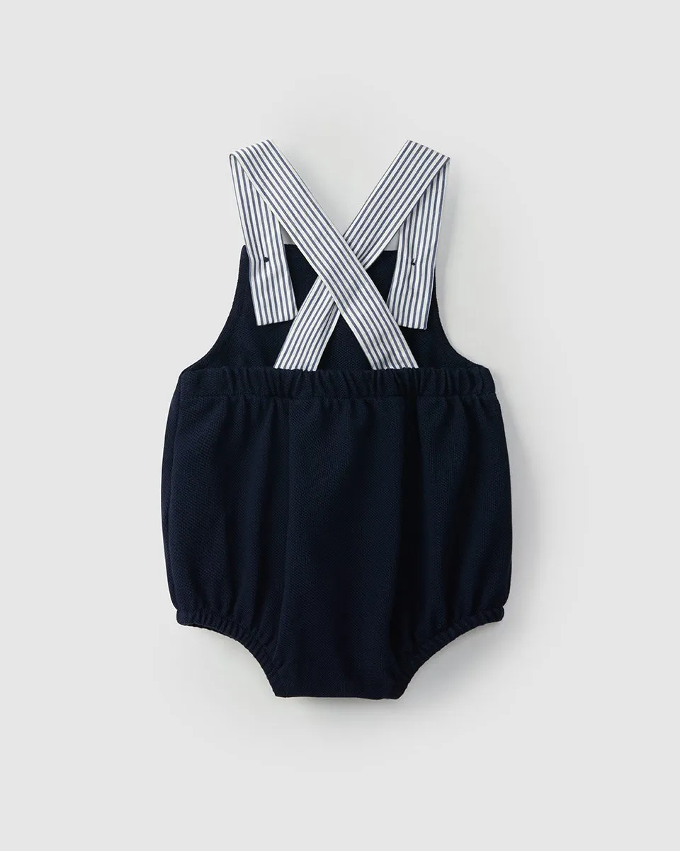 "Emerson" Navy Striped Dungaree Romper