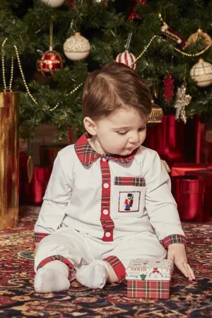 "Harrison" Red Tartan Smocked Romper