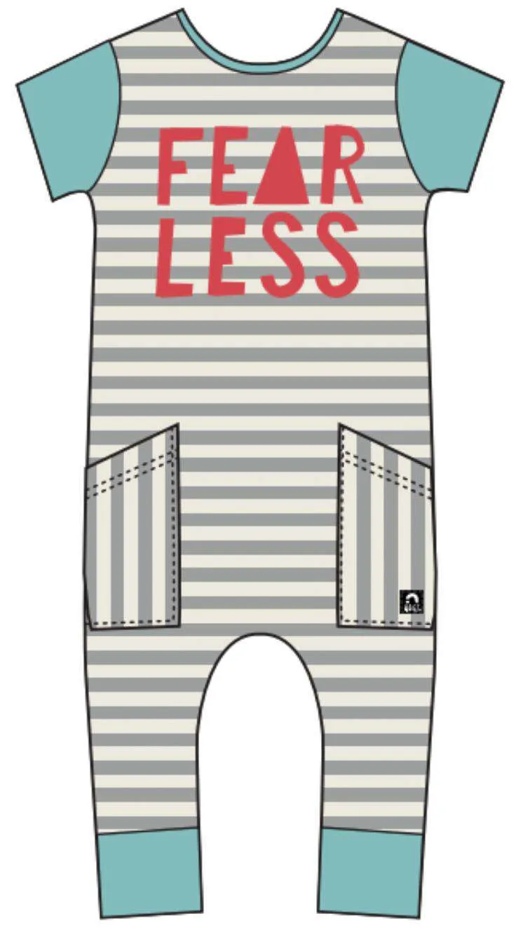 Rags Short Sleeve Hip Pocket Rag Romper: Fearless