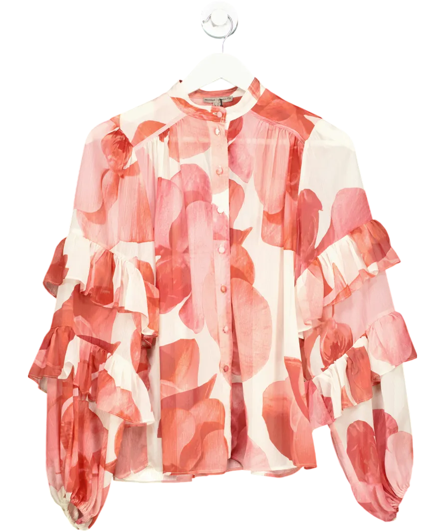 River Island Red Ruffle Sleeve Blouse UK 6