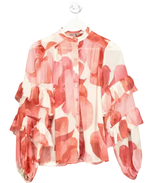 River Island Red Ruffle Sleeve Blouse UK 6