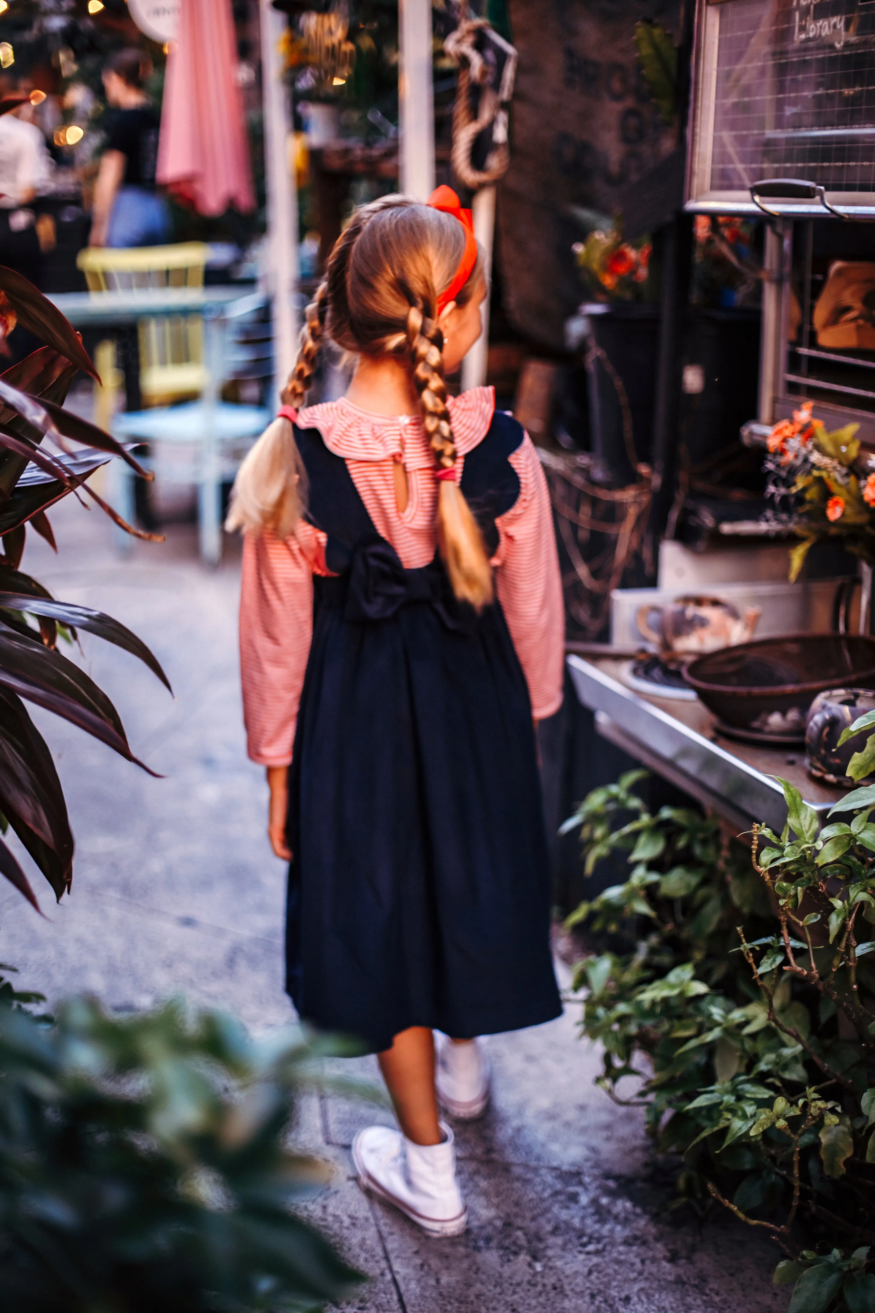 Ruffled Jersey Blouse -- Red/White Thin Stripe