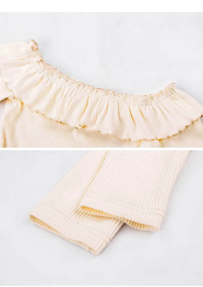 Ruffled Knit Top Sexy Necklined Navel Long Sleeve T-Shirt