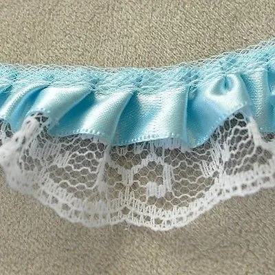 Ruffled Lace Light Blue Trim 1 Yard DIY Wedding Clothing Lace Trim Sewing Lace