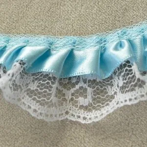 Ruffled Lace Light Blue Trim 1 Yard DIY Wedding Clothing Lace Trim Sewing Lace