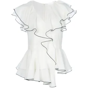Ruffled Sleeveless Sling Top V-neck Chiffon Shirt