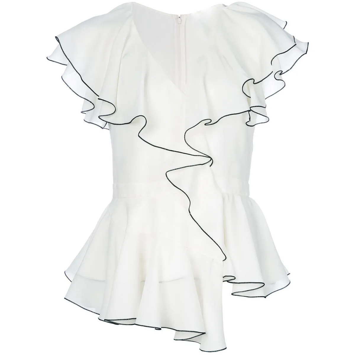 Ruffled Sleeveless Sling Top V-neck Chiffon Shirt