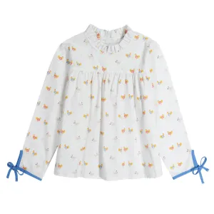 Ruffled Turner Blouse -- French Hen