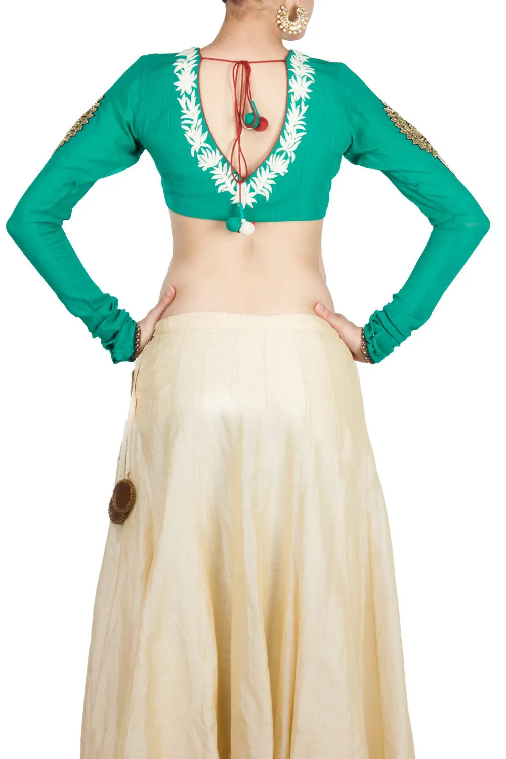 Sea Green Colour blouse in gorgette fabric