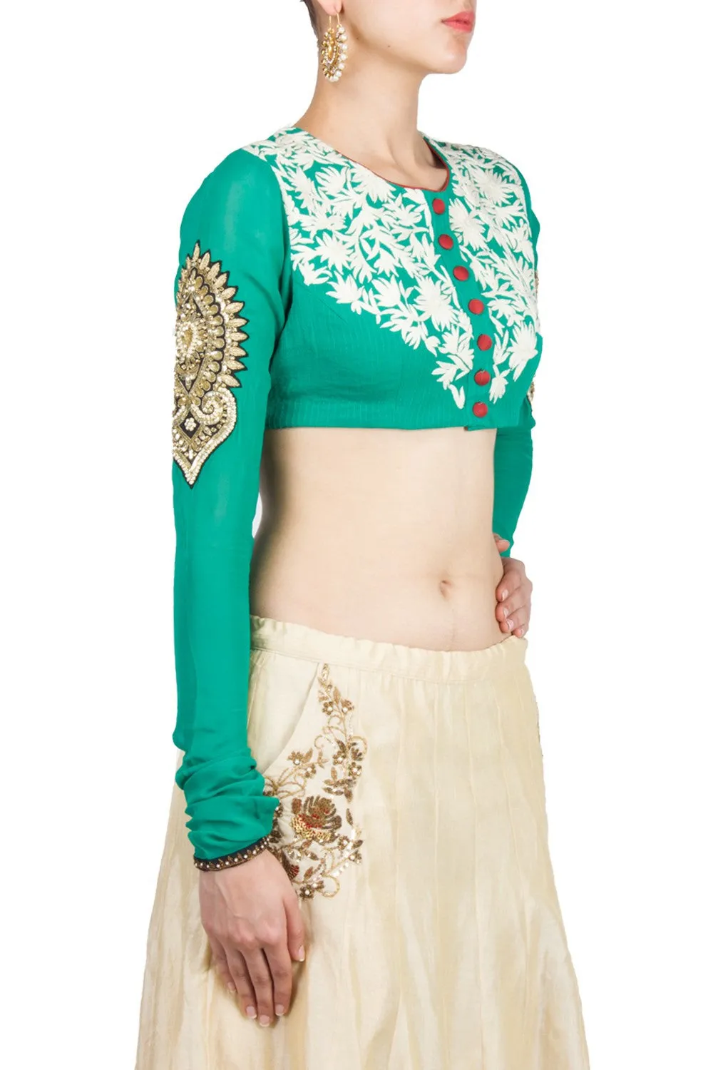Sea Green Colour blouse in gorgette fabric