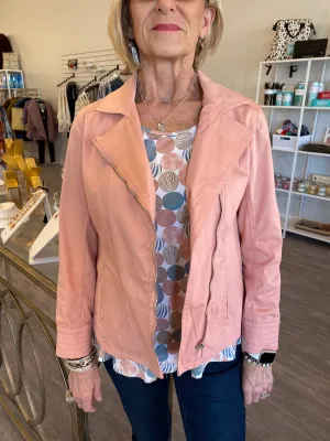 Shrimp Asymmetrical Zip Jacket