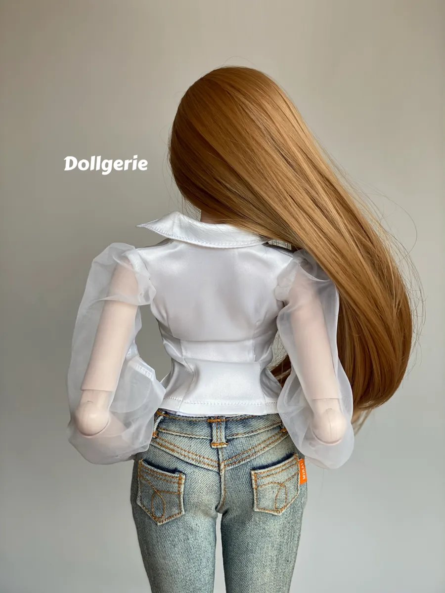 [Special Price] Sheer Sleeves White Satin Blouse for SmartDoll / DD