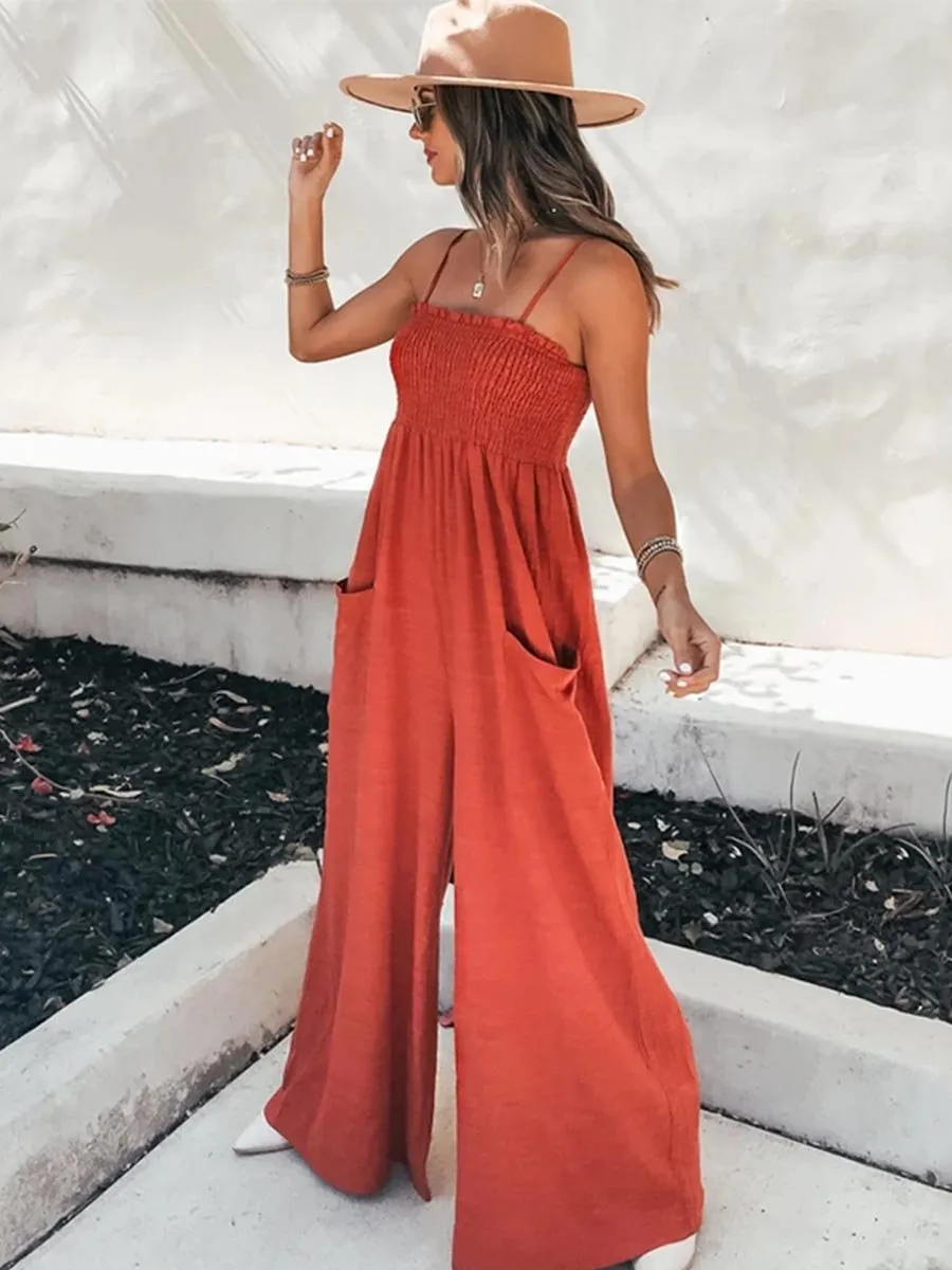 Stunncal Sling Pocket High Waist Jumpsuit