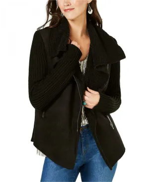 Style & Co. Women's Petite Faux Shearling Knit Sleeve Jacket. 100035847P