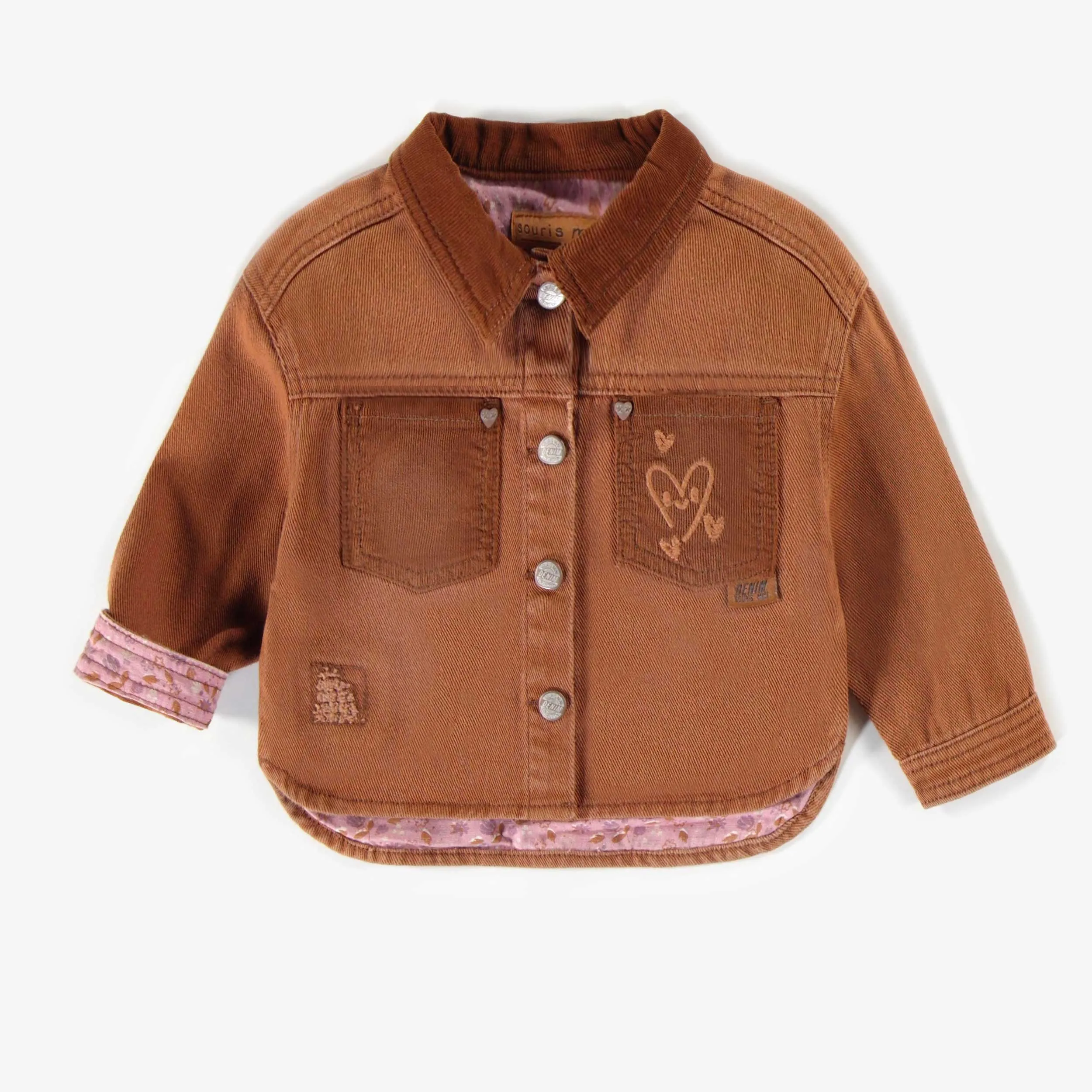 Surchemise brune en twill lourd, bébé || Brown overshirt in heavy twill, baby