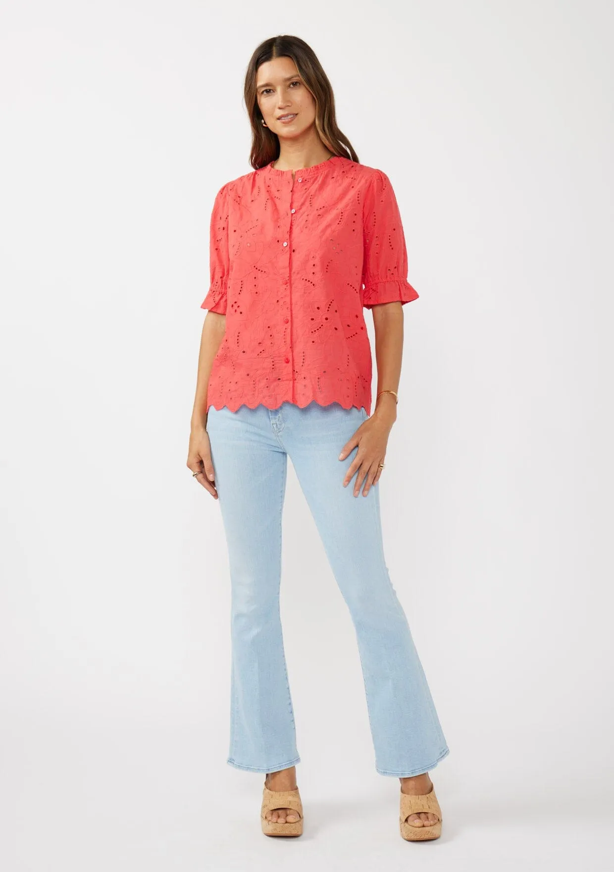 Sweetpea Eyelet Button Up Blouse