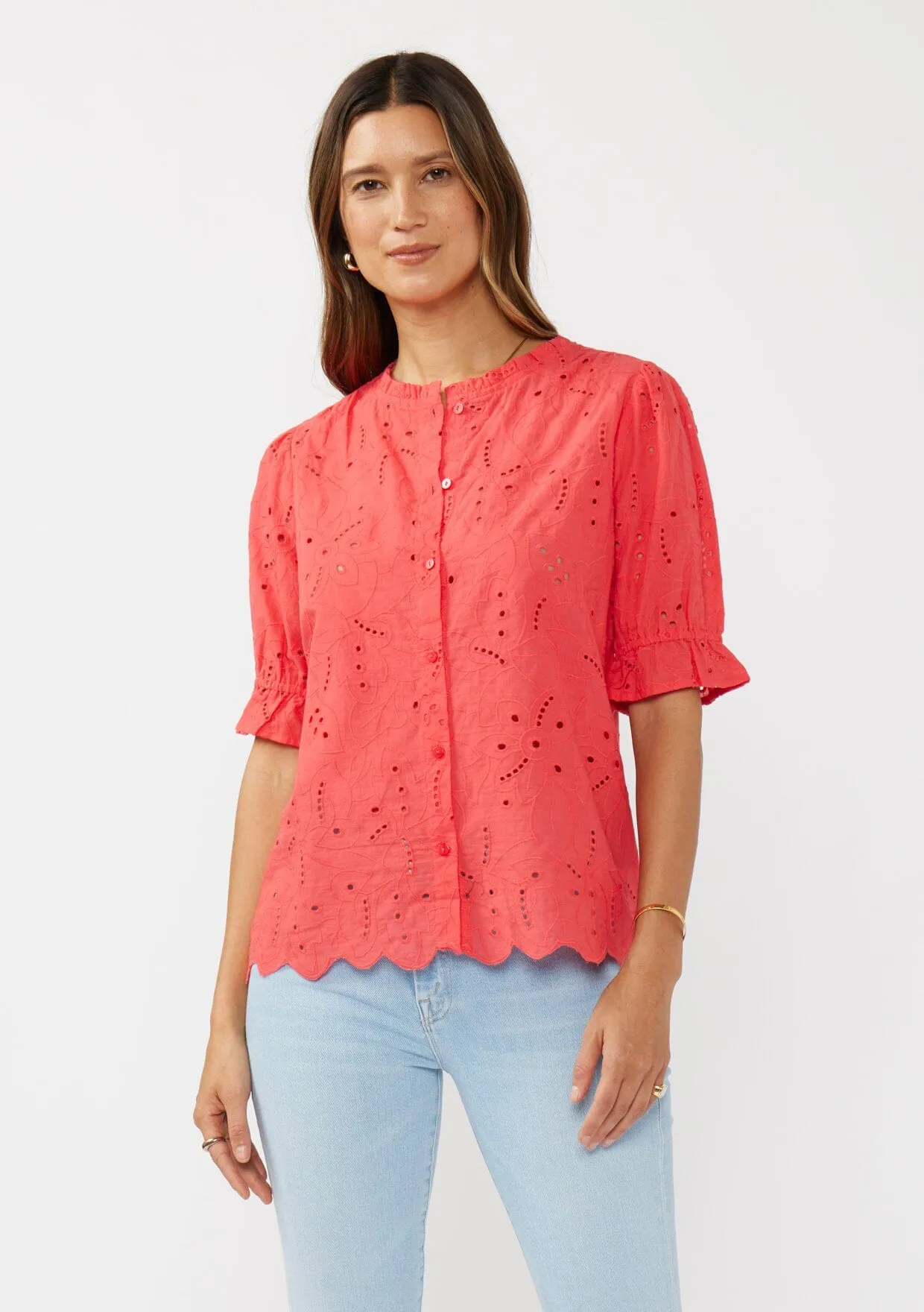 Sweetpea Eyelet Button Up Blouse