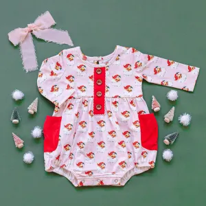 Swoon Baby Clothing Santa Baby Petal Picot Pocket Bubble - Pink