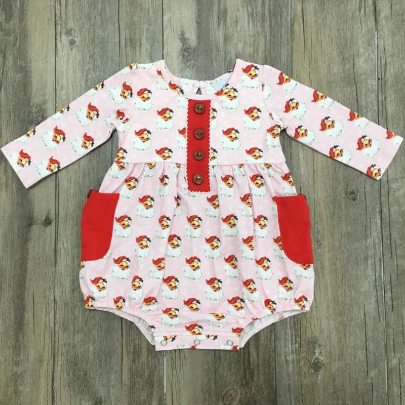 Swoon Baby Clothing Santa Baby Petal Picot Pocket Bubble - Pink