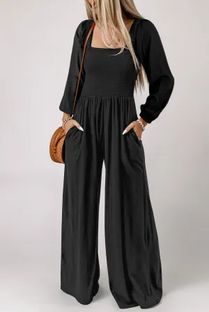 Tahlia Square Neck Raglan Sleeve Jumpsuit with Pocket
