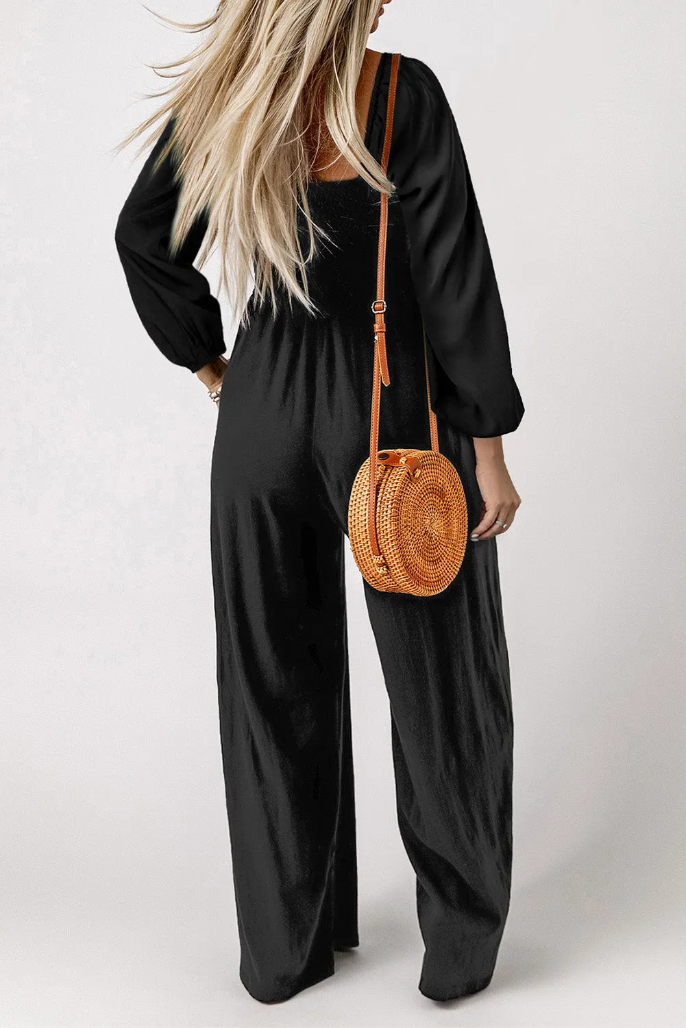 Tahlia Square Neck Raglan Sleeve Jumpsuit with Pocket