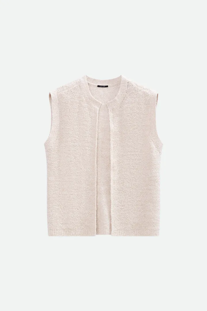 TESSA - Cardigan blanc sans manches tricot lurex