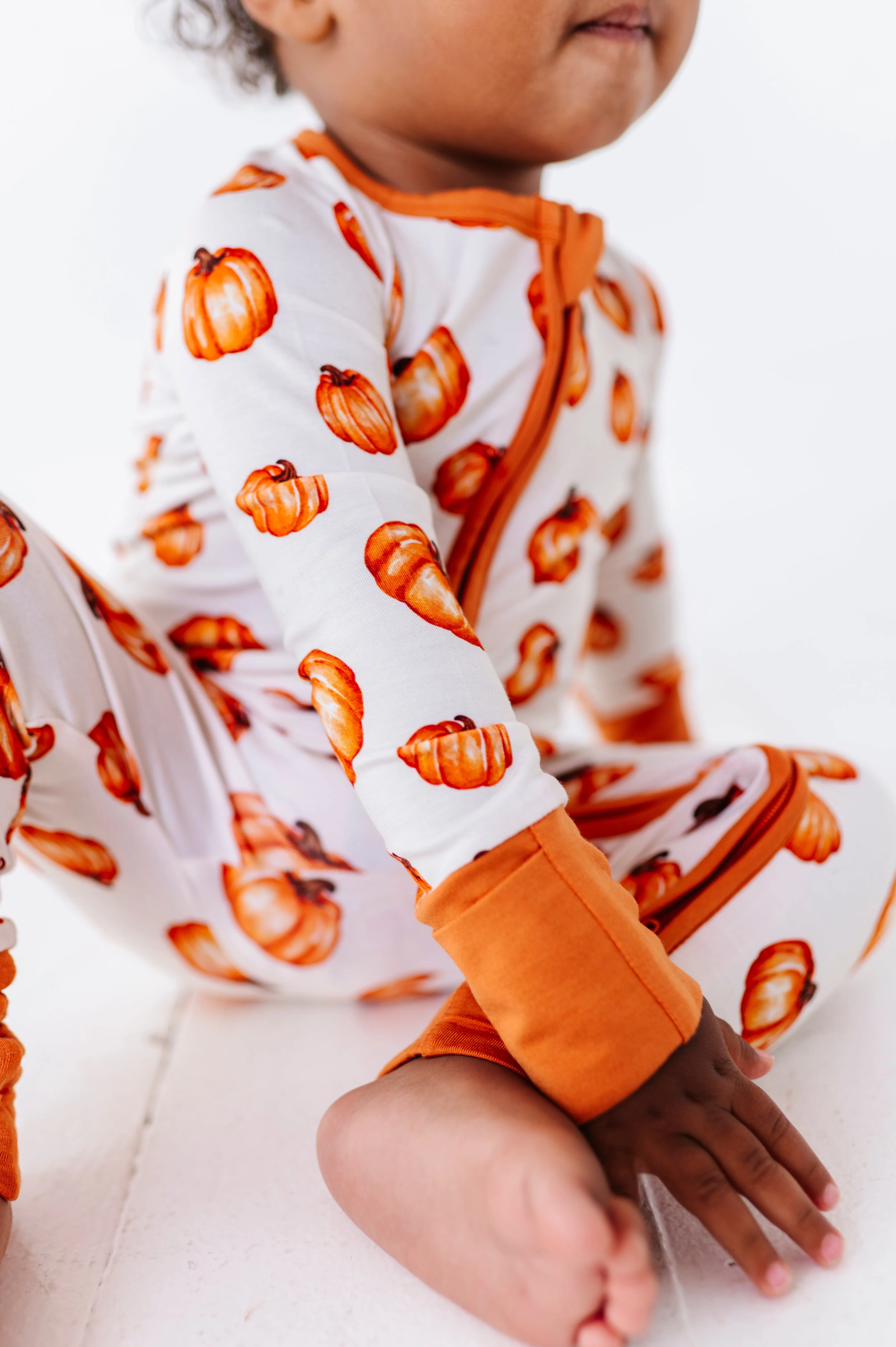 The Sleepy Sloth Pumpkin Patch 2.0 Fall Halloween Zip Jammies Convertible Romper