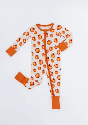 The Sleepy Sloth Pumpkin Patch 2.0 Fall Halloween Zip Jammies Convertible Romper
