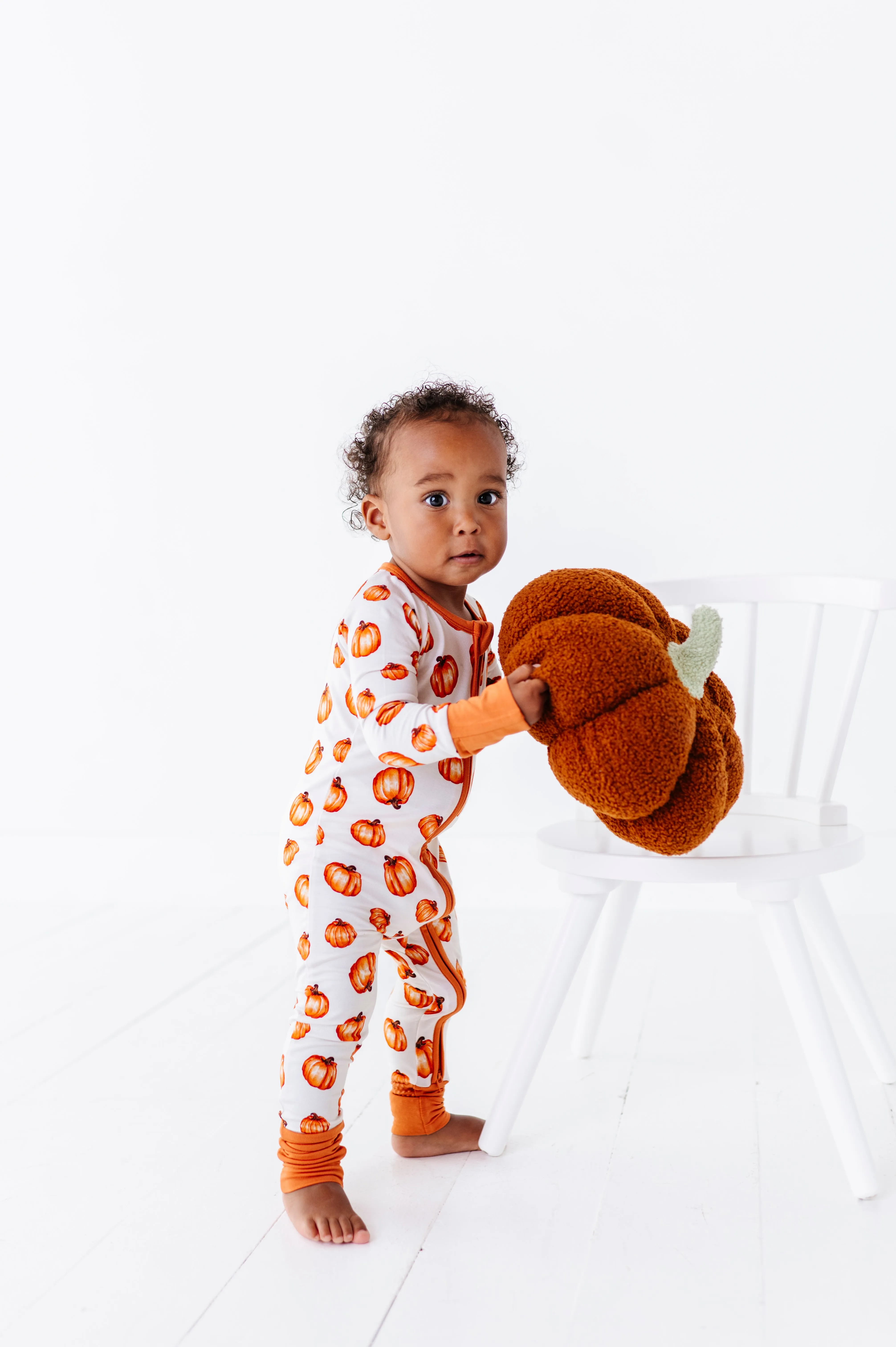 The Sleepy Sloth Pumpkin Patch 2.0 Fall Halloween Zip Jammies Convertible Romper