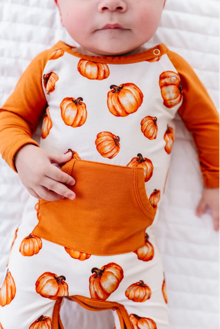 The Sleepy Sloth Pumpkin Patch 2.0 Fall Halloween Zip Longall Romper