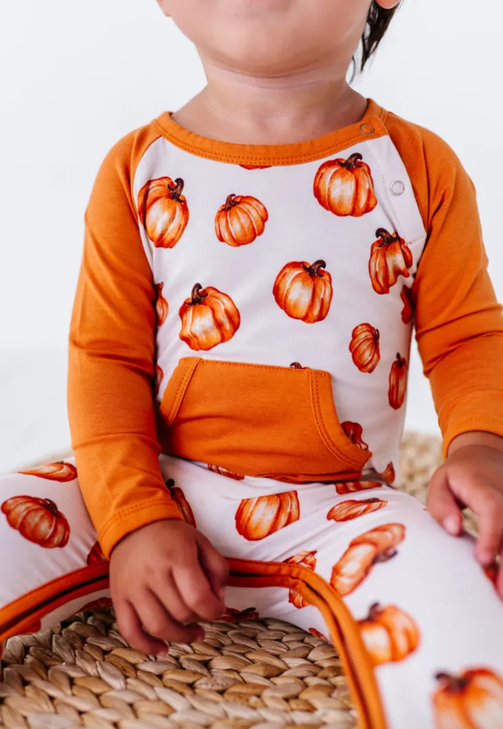 The Sleepy Sloth Pumpkin Patch 2.0 Fall Halloween Zip Longall Romper
