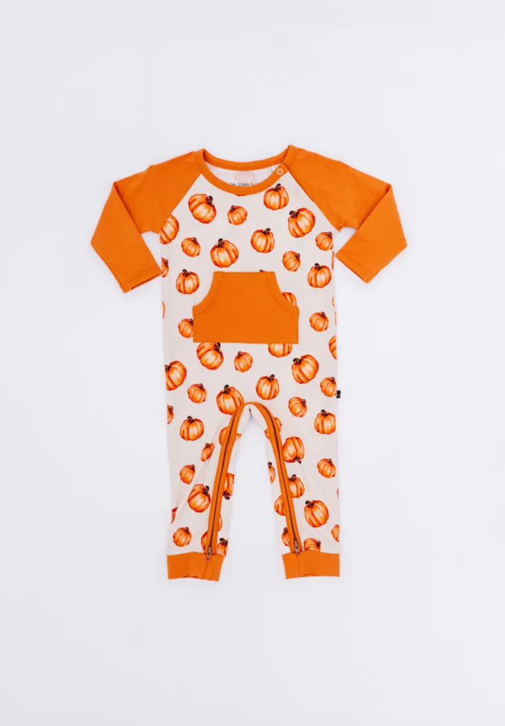 The Sleepy Sloth Pumpkin Patch 2.0 Fall Halloween Zip Longall Romper