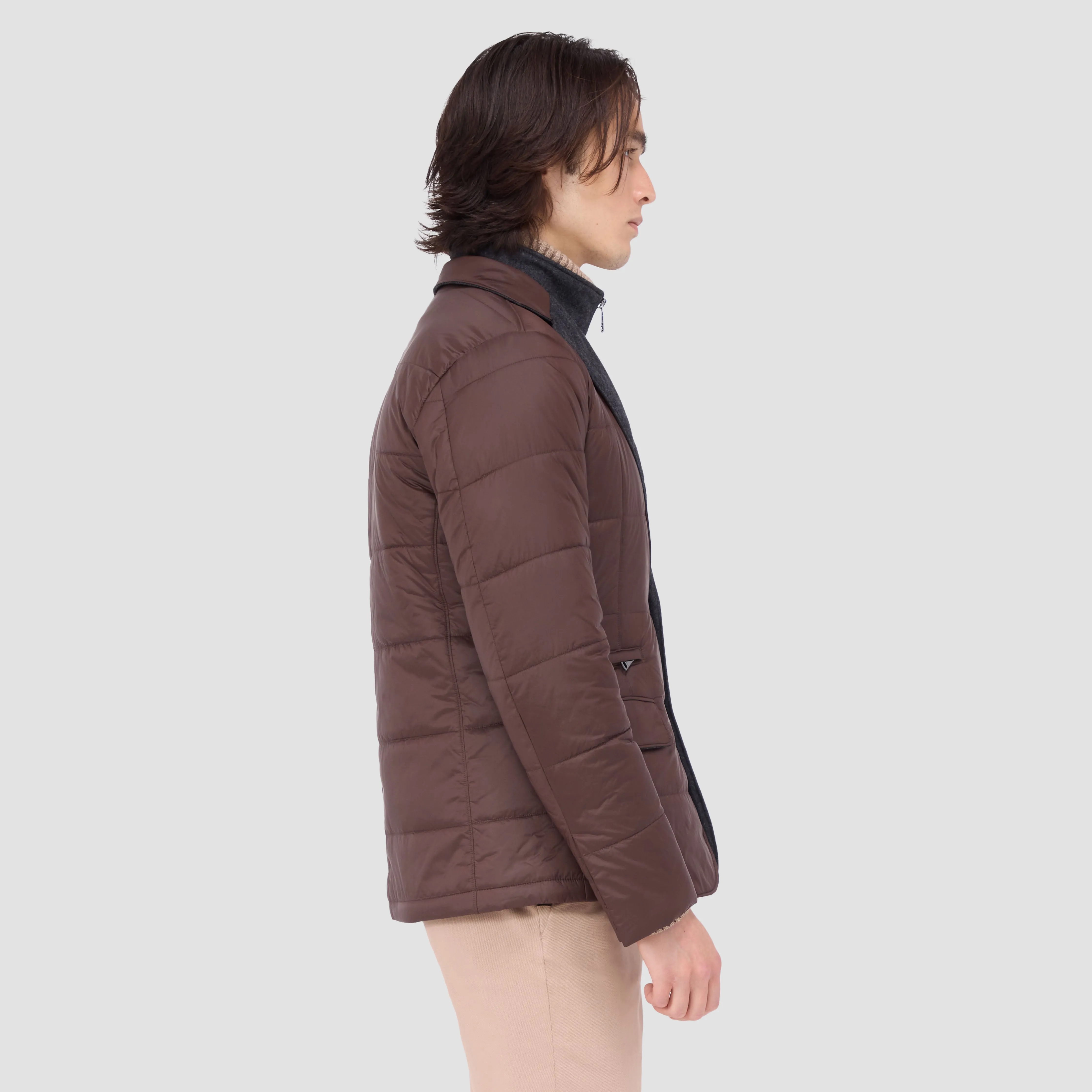 Three Button Quilted Blazer with Detachable Bib