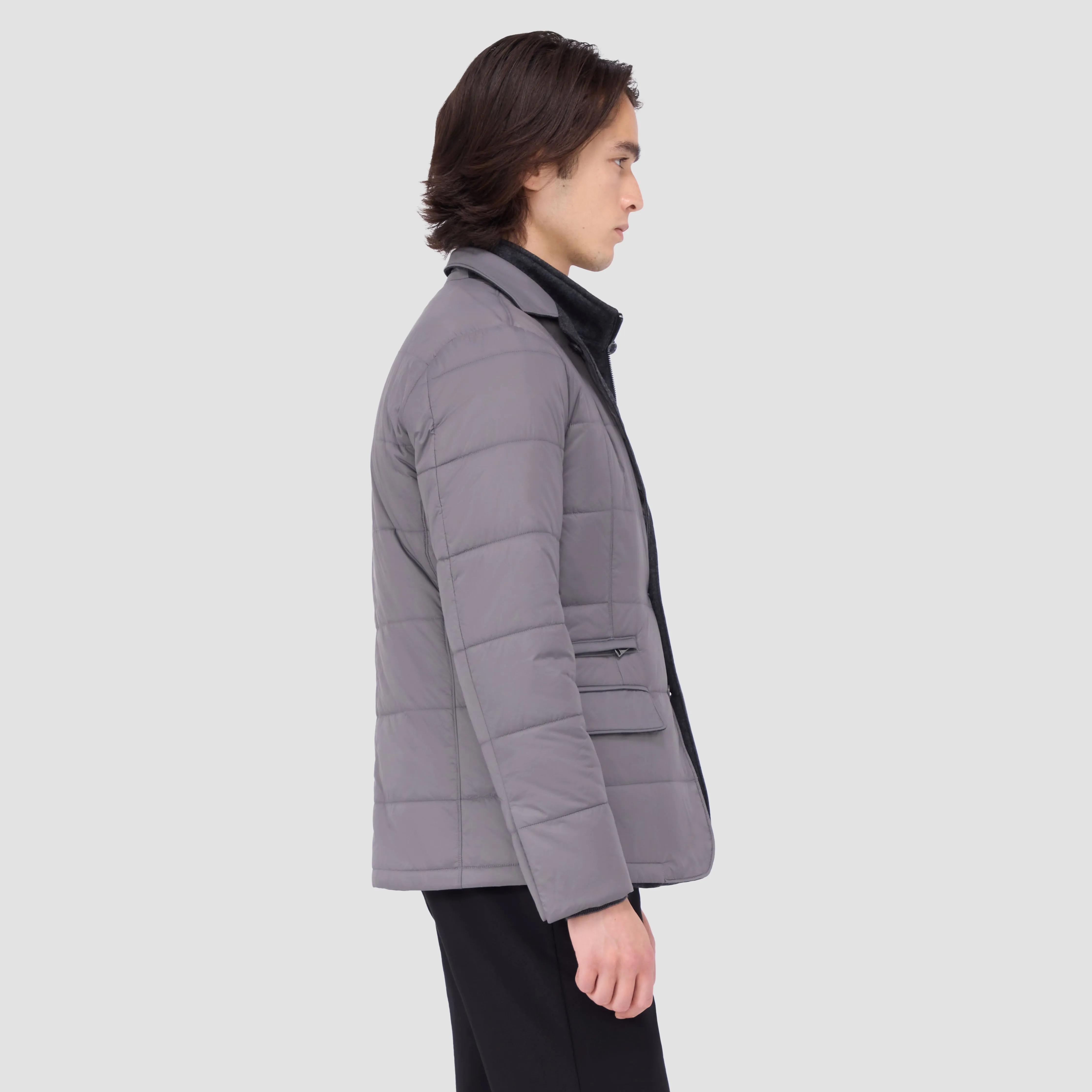 Three Button Quilted Blazer with Detachable Bib