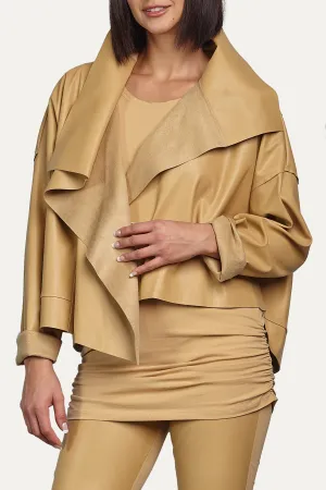 Vegan Leather Cropped Asymmetrical Jacket
