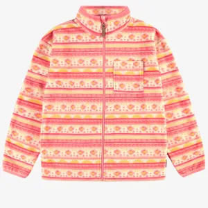 Veste de polar rose à motifs et col montant, adulte || Pink fleece jacket with patterns and high collar, adult