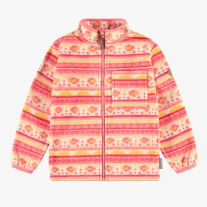 Veste de polar rose à motifs et col montant, enfant || Pink fleece jacket with patterns and high collar, child