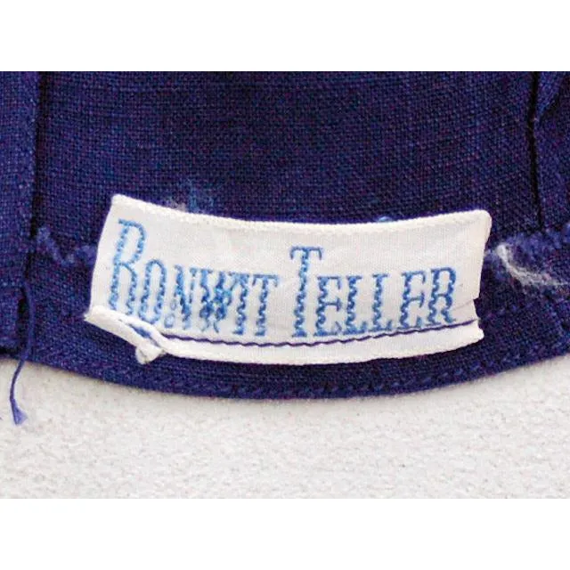 Vintage Linen Sleeveless Blouse Navy Blue Edith Fornarotto 1940s 38" Bust