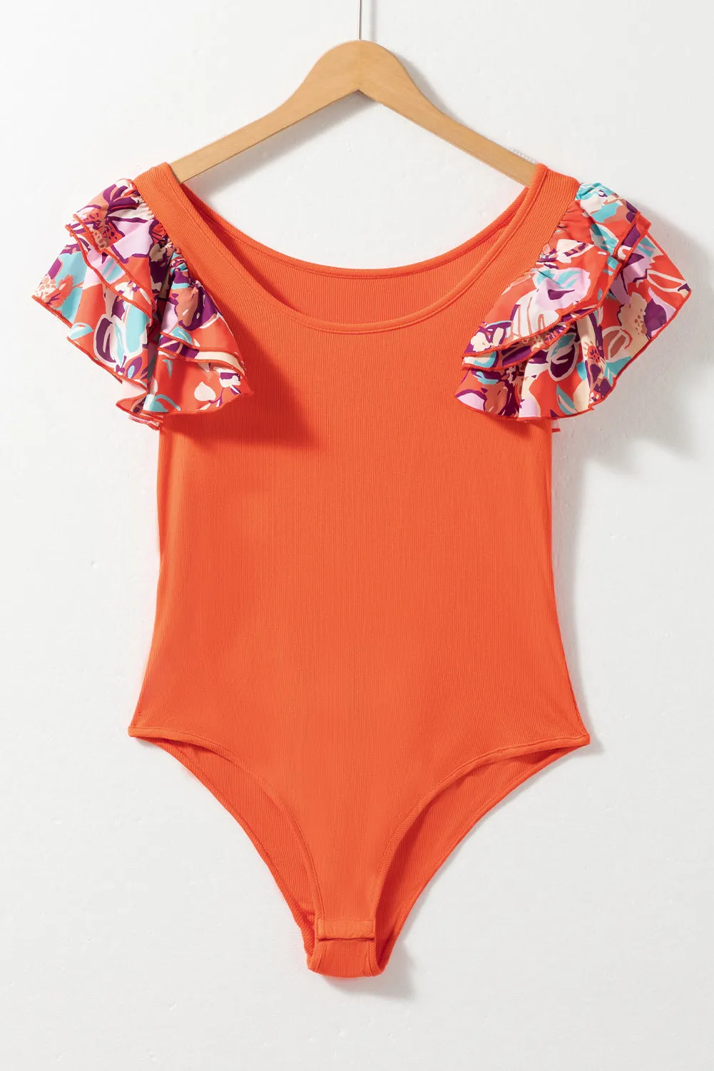 Vivianne Scoop Neck Flounce Sleeve Bodysuit