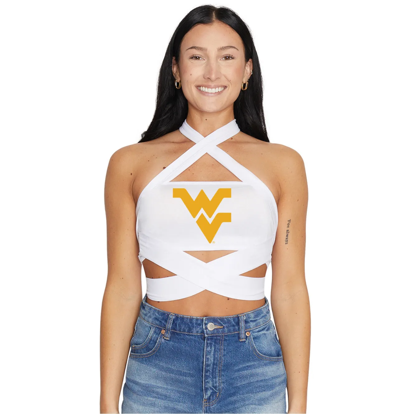 West Virginia Mountaineers White Multi Way Bandeau Top