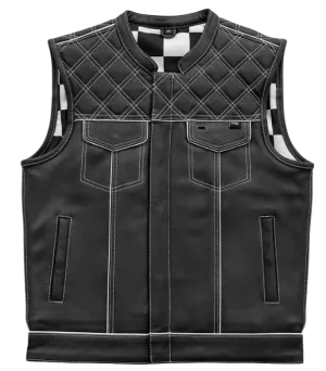 White Checker Leather Club Vest REDUCED!