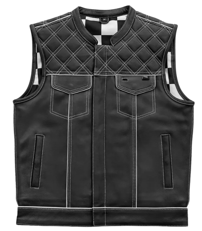 White Checker Leather Club Vest REDUCED!
