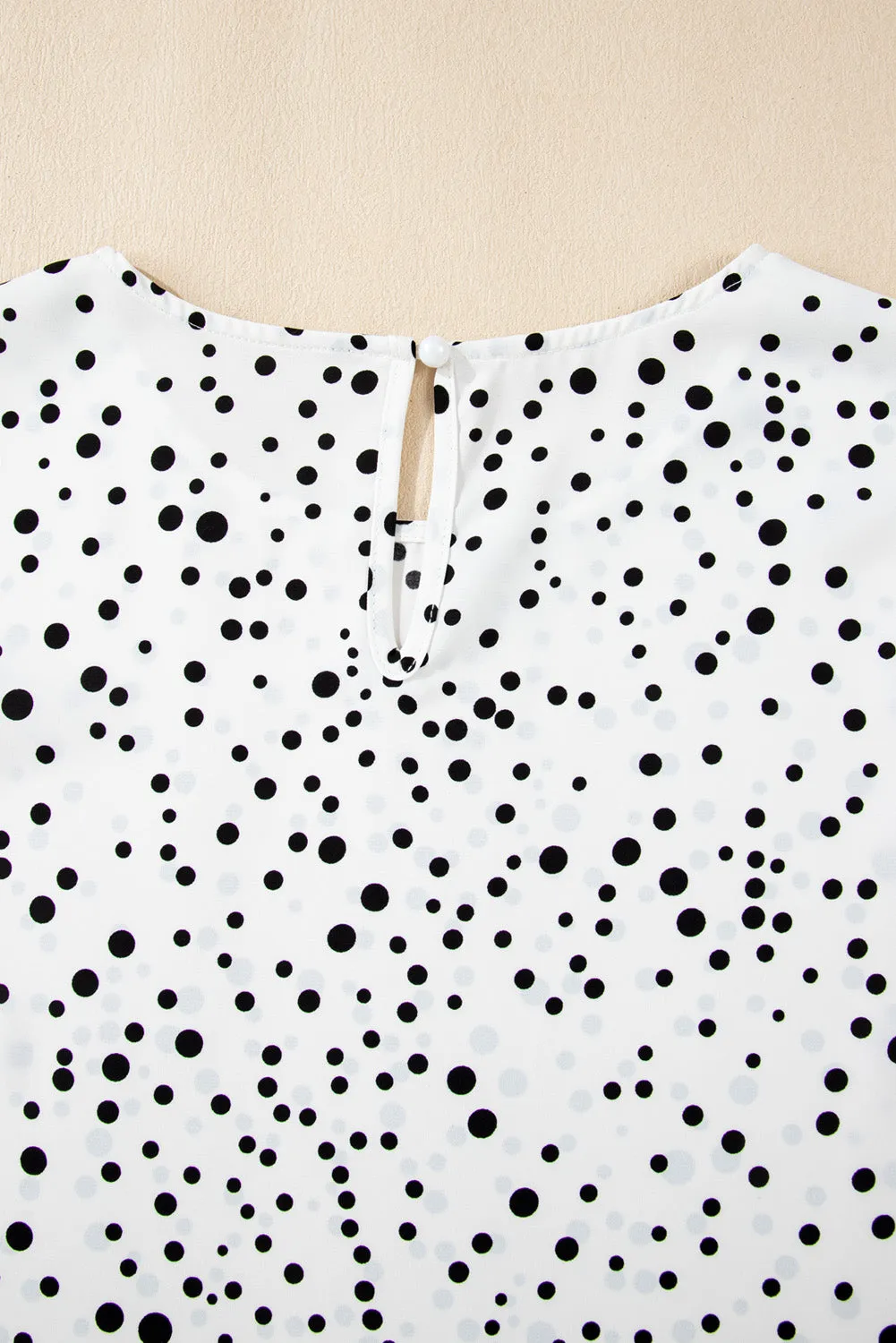 White Dalmatian Print Layered Ruffled Short Sleeve Blouse